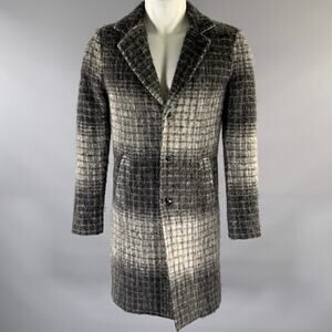 SCOTCH AND SODA Chest Size S Grey Black Gingham Wool Blend Overcoat